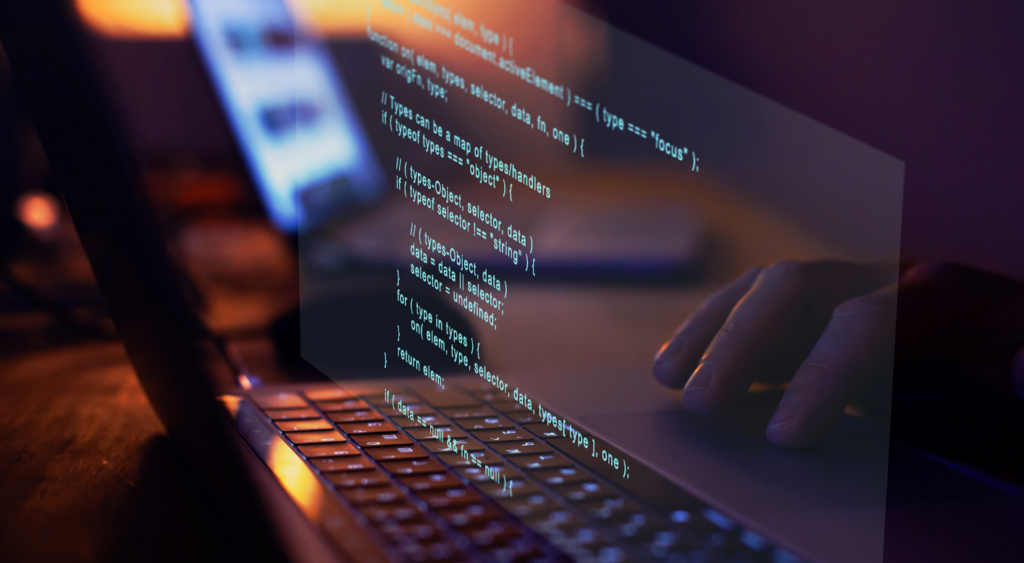Lignes de code sur l'ordinateur symbolisant le développement par le développeur.