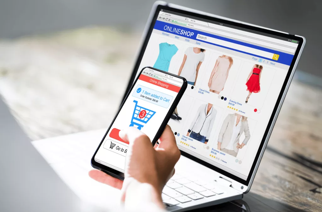 Sites web pour achats symbolisant l'E-commerce.
