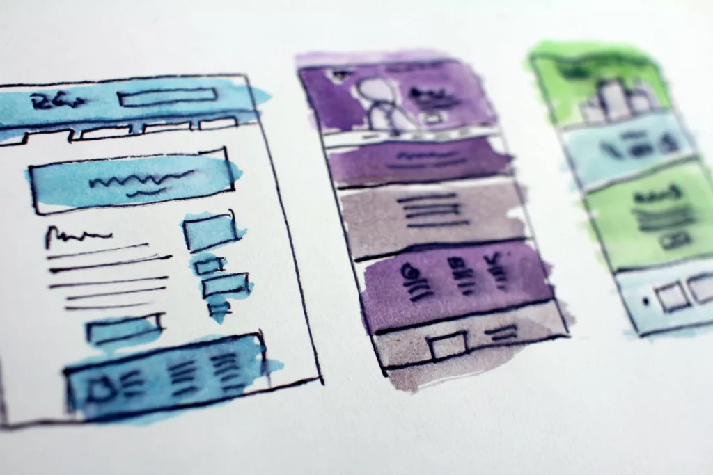 Dessin à la main symbolisant le service du design dans une agence web.